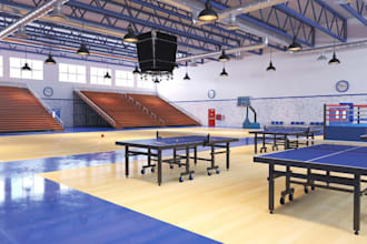 relayout 3d basketball court,indoor sports,boxing ring design,padel court render