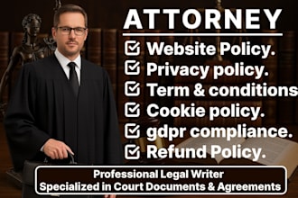 draft privacy policy, terms and conditions, gdpr compliance and cookie policies