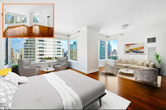 do real estate virtual staging for empty rooms with realistic before and after