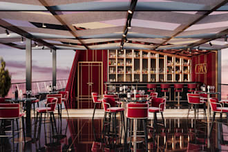 refurbish club house, interior restaurant,bar counter, furniture set,accent wall