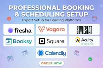 setup fresha, vagaro, styleseat, booksy, square, calendly and acuity scheduling