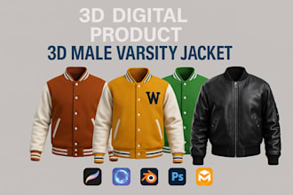 do 3d leather jacket, 3d bomber jacket, 3d modelling, rendering and 3d animation