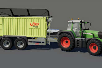 prepare farming simulator model,3d towing trailer, heavy machinery,forage wagon