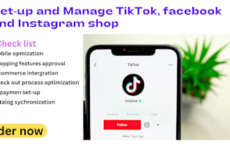 tiktok shop setup, facebook and instagram shop and optimize