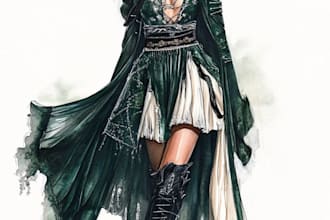 draw fashion illustration or sketch of a figure in clothes