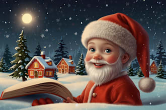 illustrate enchanting christmas children storybook with magical illustrations