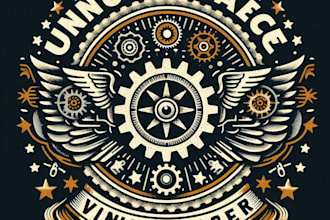 do high quality vintage gear emblem logo with t shirt design