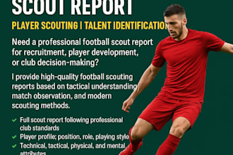 make a professional football scout report for recruitment, player development,