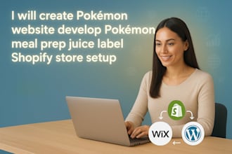 create pokemon website develop pokemon meal prep juice label shopify store setup