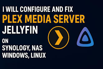 configure and fix plex media server, jellyin on synology, nas window, linux