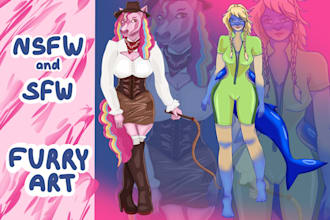 draw sfw and nsfw furry, fursona or anthro character art