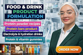 formulate protein bars, powder, gummies, hydration drink, recipes formulation