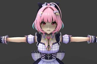 create 3d character models for vtuber, anime, 3d rigging, live2d, vrchat, gmod