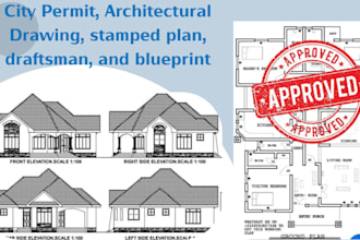 architect construction and architectural plan blueprint for city permit approval