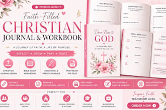 design christian journal prayer bible study daily devotion workbook planner kdp