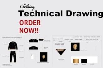 create fashion tech packs and technical flats for clothing and garment design