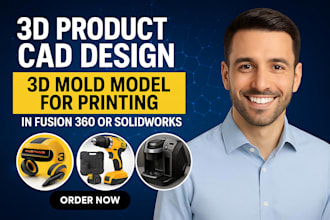 3d product cad design 3d model for printing in fusion360 or solidworks rendering