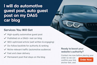 write and publish guest post on my automotive blog