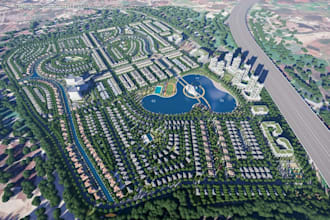 resort 3d master plan community, relayout site plan,real estate render,cgi urban