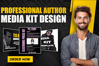 design a professional author media kit for book launch, press kit and podcasts