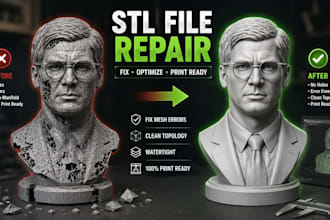 do stl file repair, edit stl file, custom 3d model modification, fix mesh