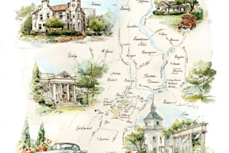 illustrate a watercolor map for your wedding venue