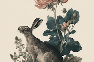draw an animal and botanical illustration