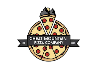 make unique cheat mountain pizza company logo