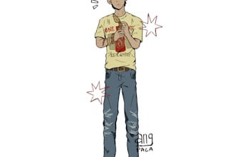 create full body drawing of your favorite character or real person in this style