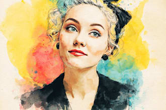 draw a watercolor pop art portrait