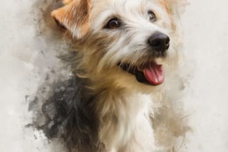 paint sketch and watercolor pet portrait painting