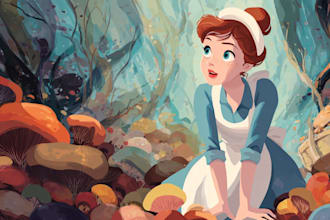 draw portrait in disney cartoon illustration