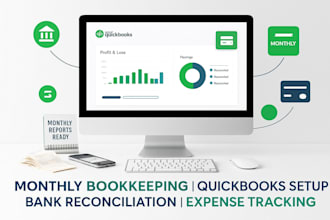 manage monthly bookkeeping quickbooks setup bank reconciliation expense tracking