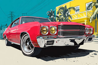 create cool classic car illustration