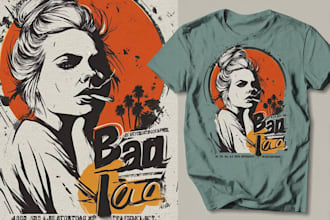 draw vintage retro t shirt clothing illustration design