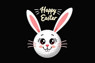 design outstanding cute golf rabbit easter logo