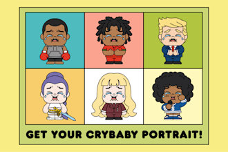 draw your photo, pet, or fandom as a custom cry baby art toy character