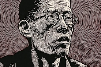 draw a portrait drawing in linocut illustration