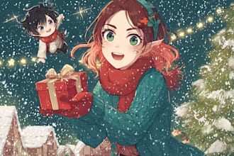 draw anime art illustration, fanart and character design for christmas gift