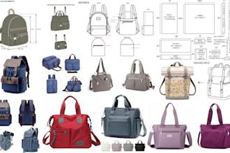design premium handbags backpack duffle bag purse tech pack and tote bag design