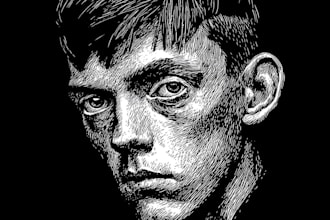 draw a portrait drawing in linocut illustration