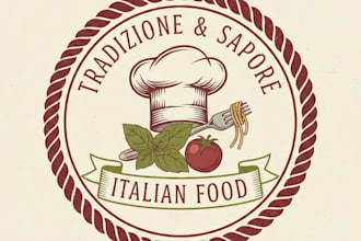 design a custom italian food logo for your restaurant or brand