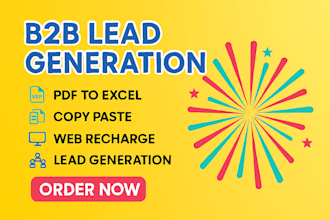 do b2b lead generation for data entry, nternet recharge