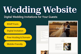 create a modern wedding website with rsvp and  wedding invitation