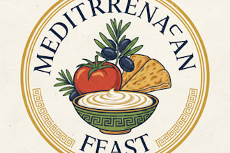 design a custom mediterranean food logo for your restaurant or brand