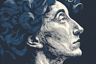 draw a custom digital art portrait in linocut style