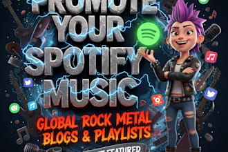 promote and feature your spotify music on global rock metal blogs and playlists
