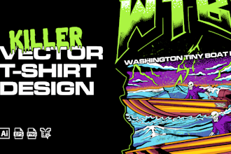 design amazing vintage 90s bootleg streetwear illustration