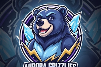 create bear mascot logo with professional t shirt design