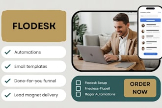 set up flodesk automations, funnels and email designs and templates